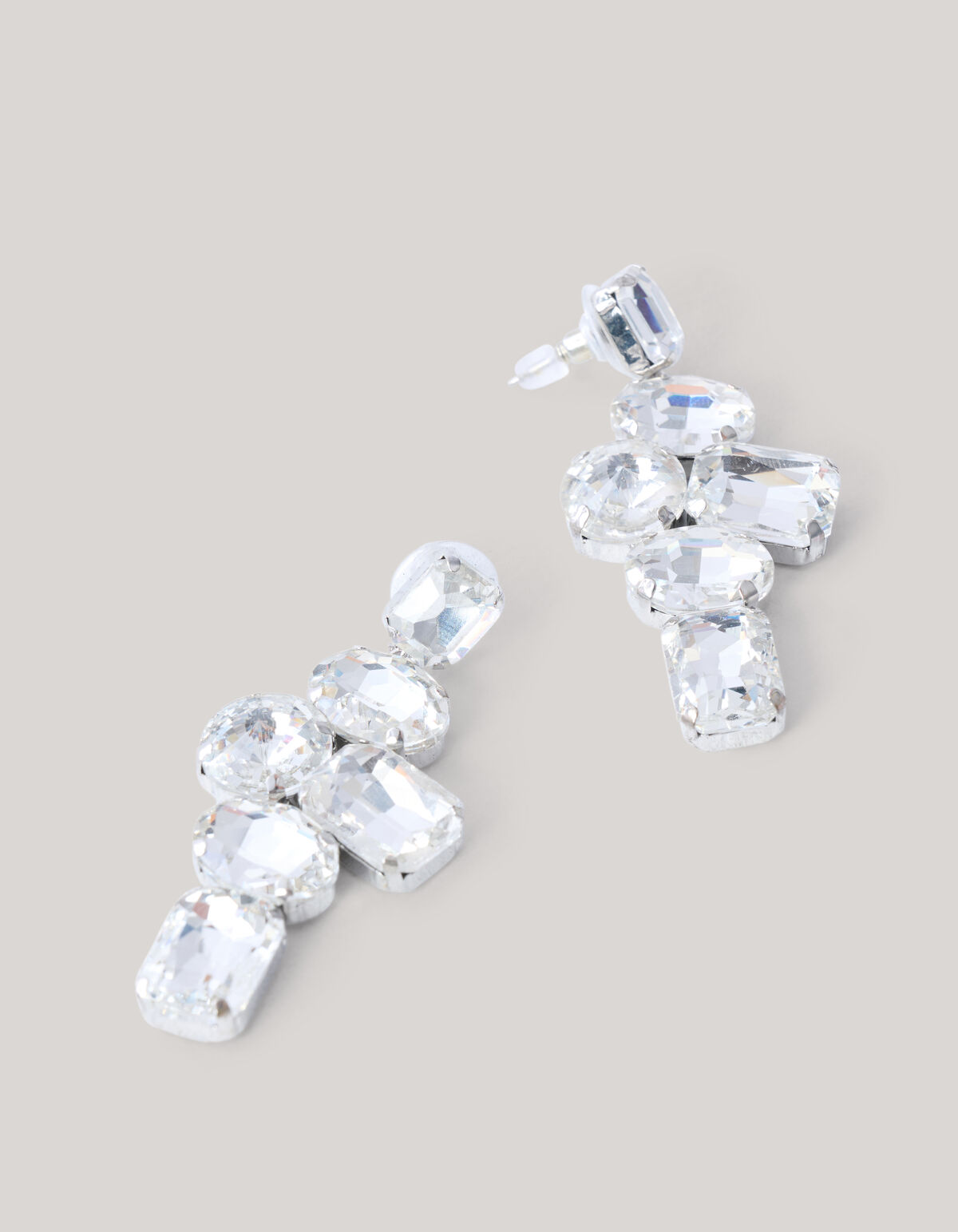 Hanging Strass Oorbellen Zilver SHOEBY ACCESSOIRES