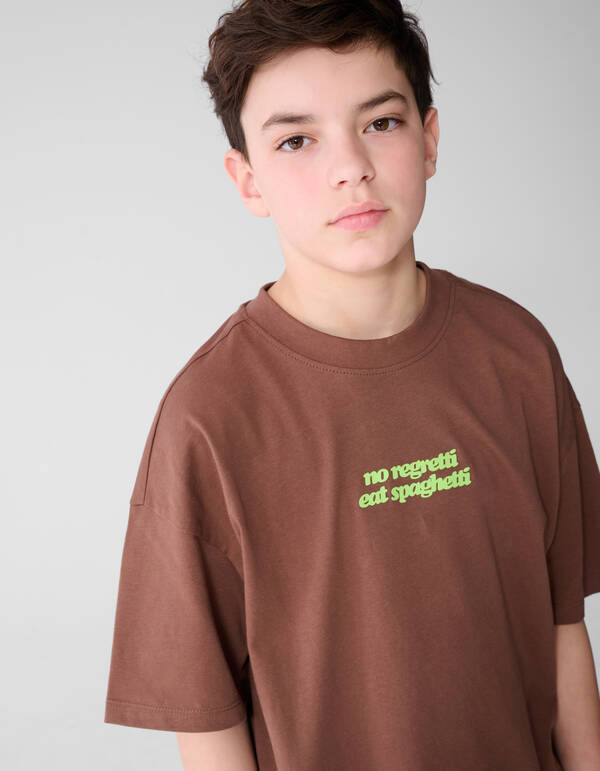 Spaghetti Artwork T-shirt Bruin SHOEBY BOYS