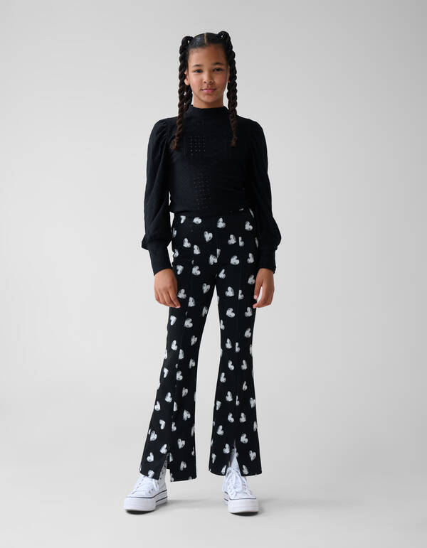 Heart Printed Flared Legging Zwart SHOEBY GIRLS
