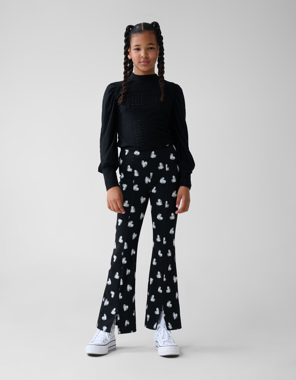 Heart Printed Flared Legging Zwart SHOEBY GIRLS