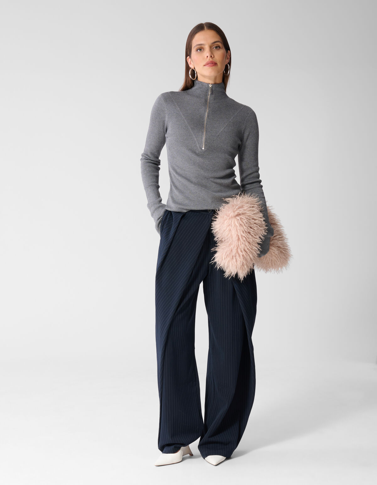 Half Zip Ski Trui Grijs SHOEBY WOMEN