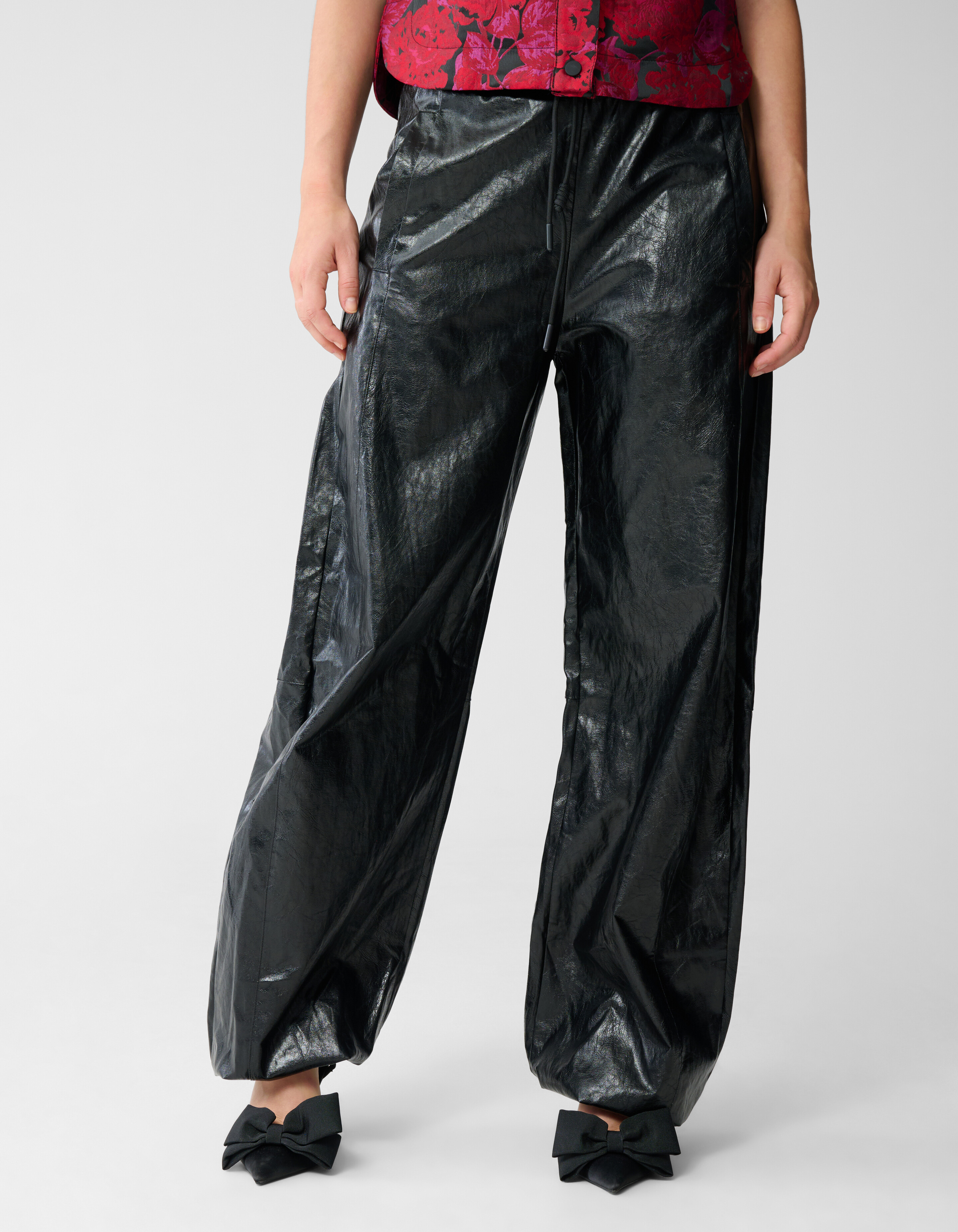 Vegan Leren Barrel Fit Broek Zwart SHOEBY WOMEN