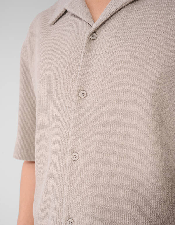 Rib Overhemd Lichtbruin SHOEBY MEN