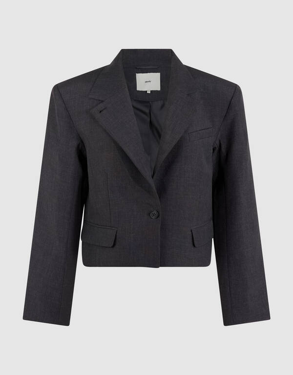 Cropped Eyelet Blazer Donkergrijs SHOEBY WOMEN