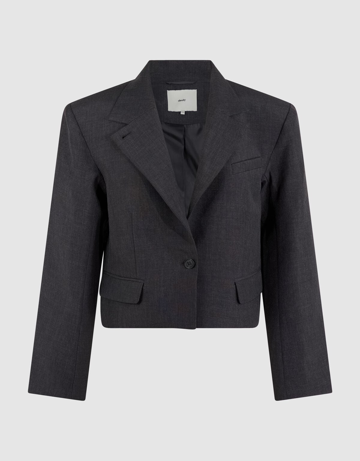 Cropped Eyelet Blazer Donkergrijs SHOEBY WOMEN