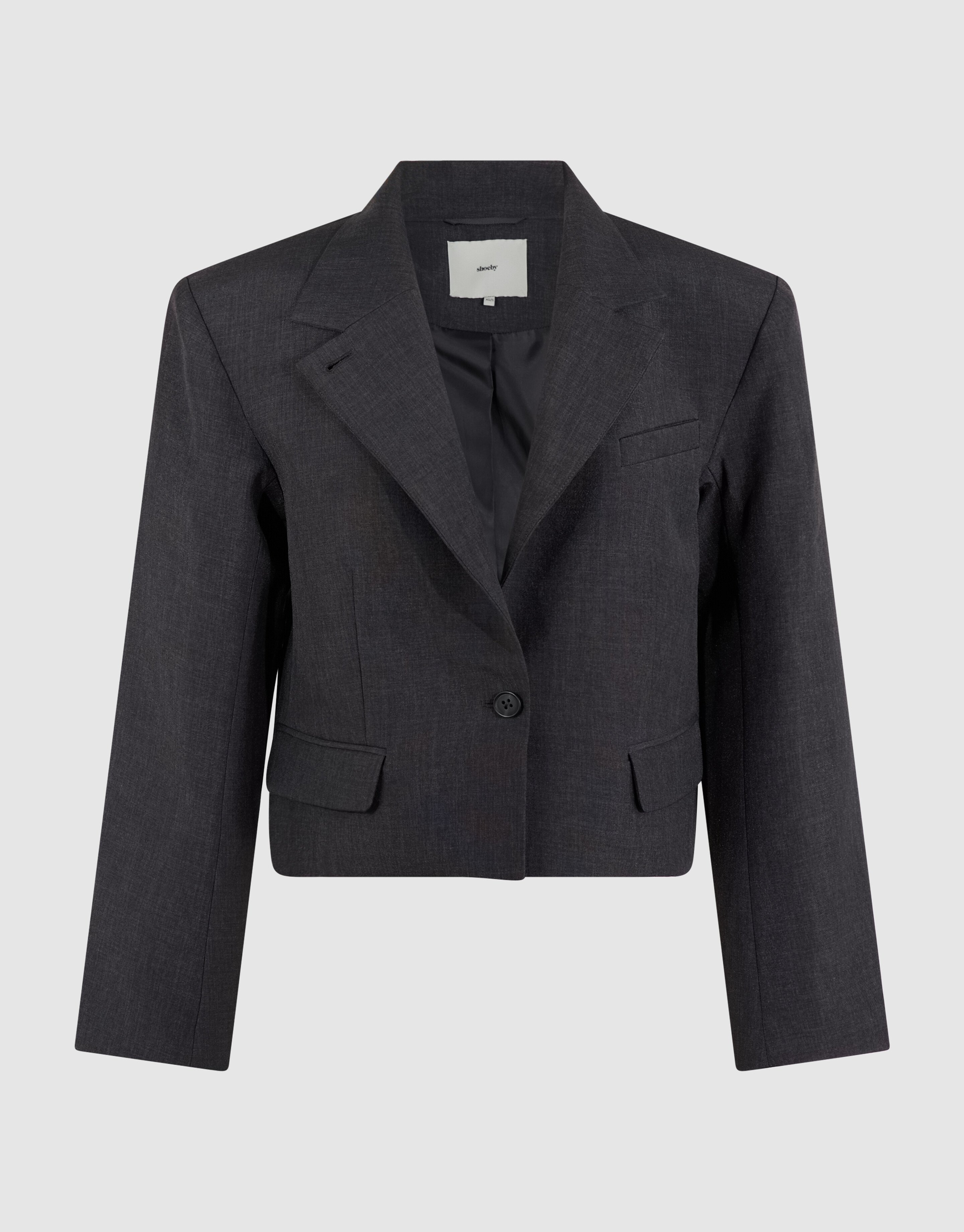 Cropped Eyelet Blazer Donkergrijs SHOEBY WOMEN