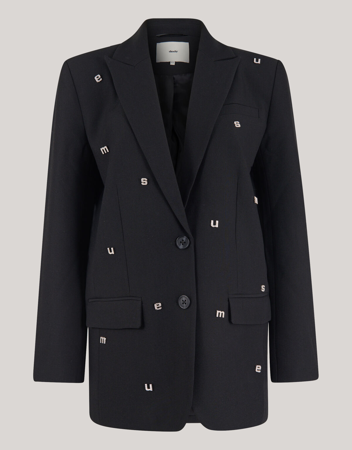 Strass Letter Blazer Zwart SHOEBY WOMEN