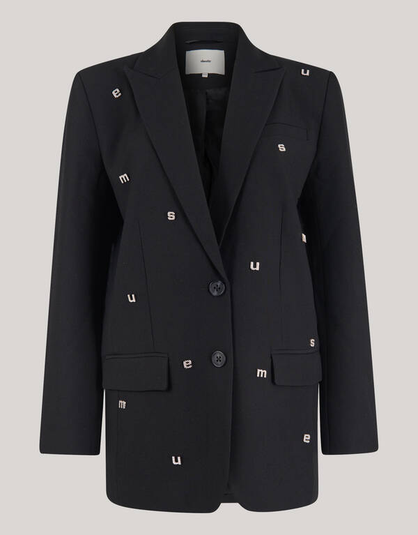 Strass Letter Blazer Zwart SHOEBY WOMEN