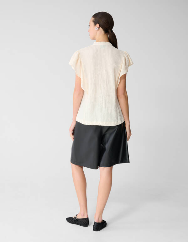 Crinkle Ruffle Top Gebroken Wit SHOEBY WOMEN