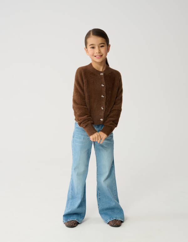 Harig Strik Vest Bruin SHOEBY GIRLS