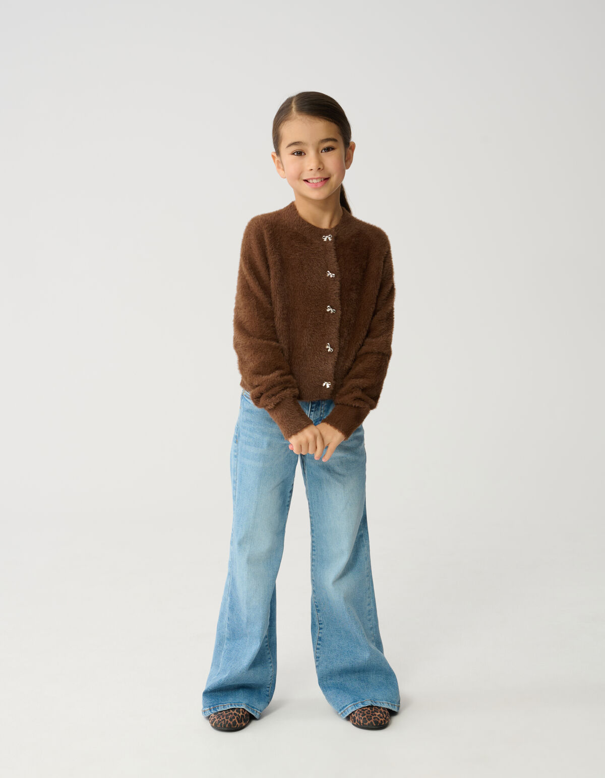 Harig Strik Vest Bruin SHOEBY GIRLS