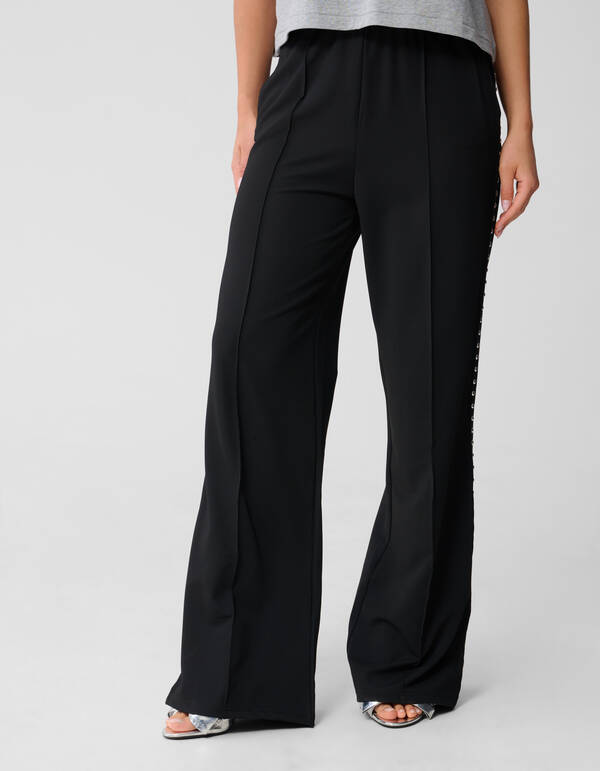 Studs Tape Wide Leg Broek Zwart SHOEBY WOMEN