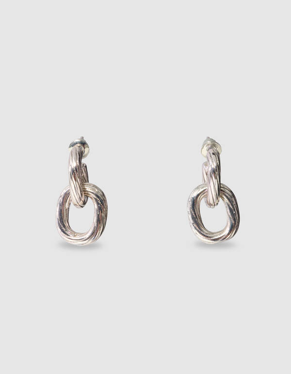 Small Double Oval Oorbellen Zilver SHOEBY ACCESSOIRES