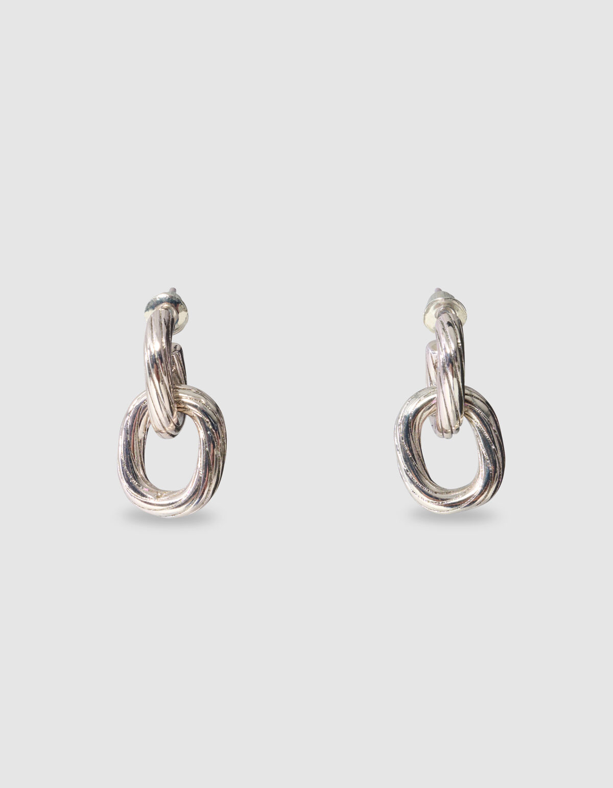 Small Double Oval Oorbellen Zilver SHOEBY ACCESSOIRES