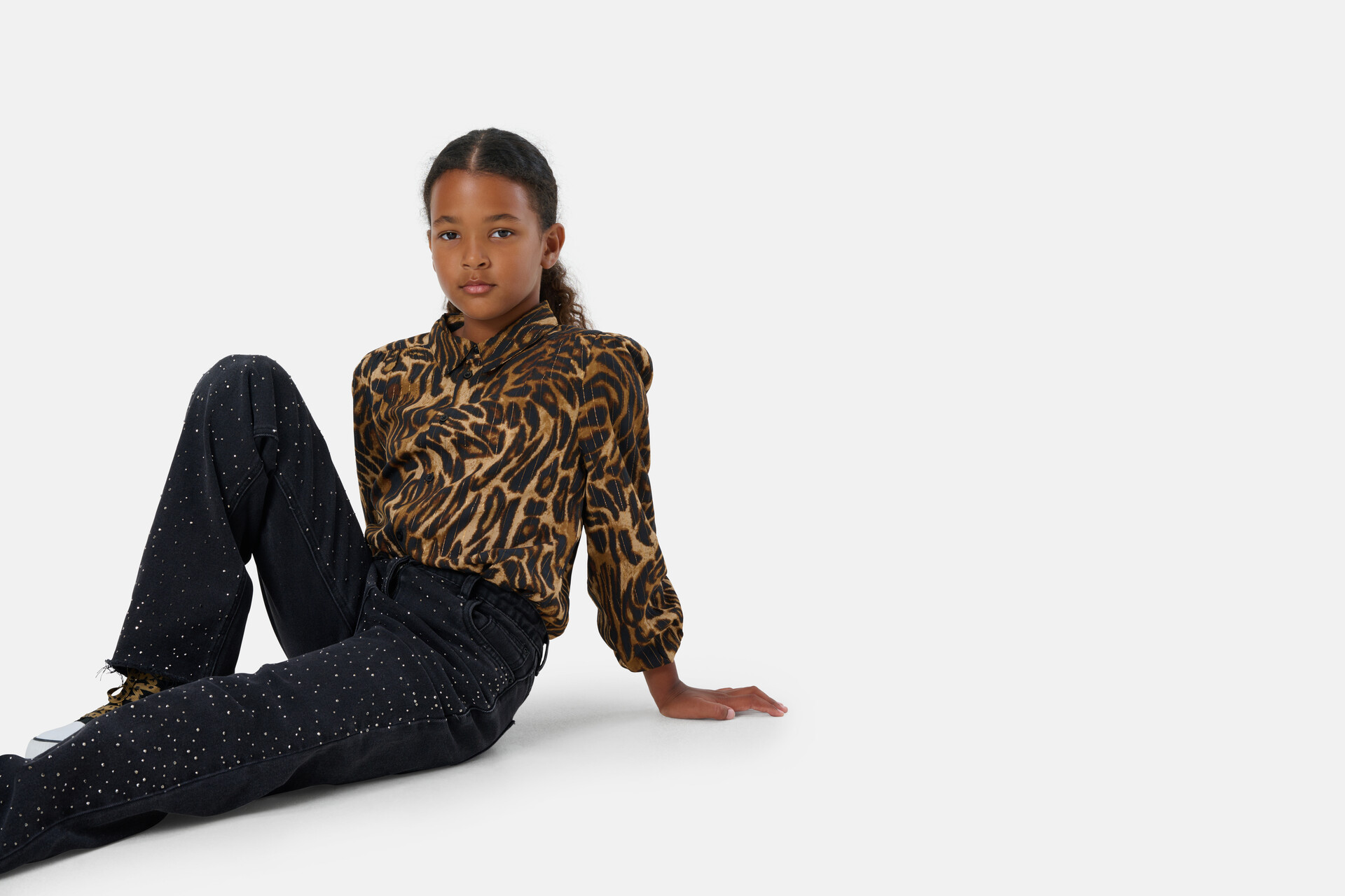 Strass Straight Denim Jeans Zwart SHOEBY GIRLS