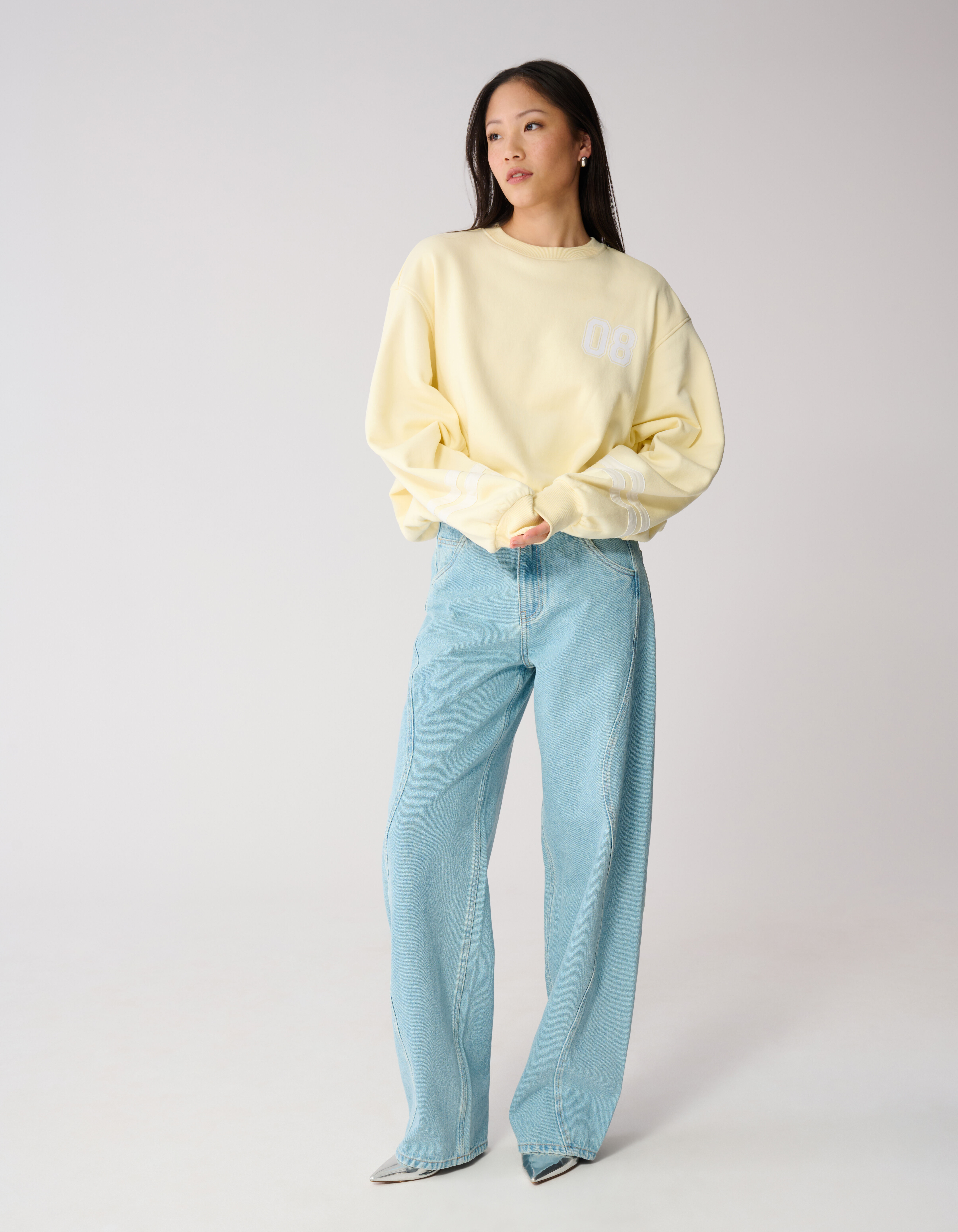 Varsity Cord Sweater Lichtgeel | Shoeby