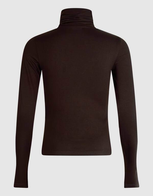 Col Neck Longsleeve Donkerbruin SHOEBY WOMEN