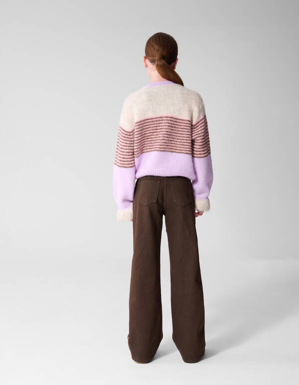 Fluffy Gestreept Vest Gebroken Wit/Paars SHOEBY GIRLS