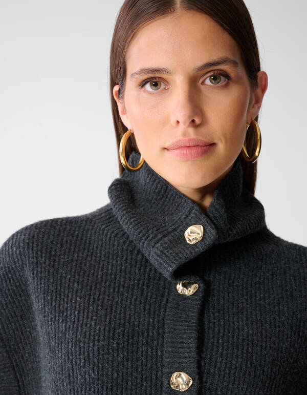High Collar Gilet Donkergrijs SHOEBY WOMEN