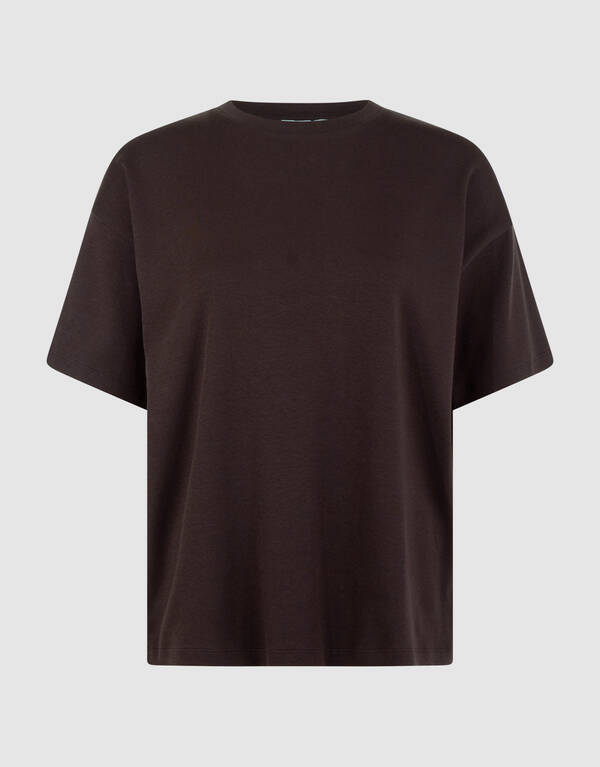 Oversized Basis T-shirt Donkerbruin SHOEBY WOMEN