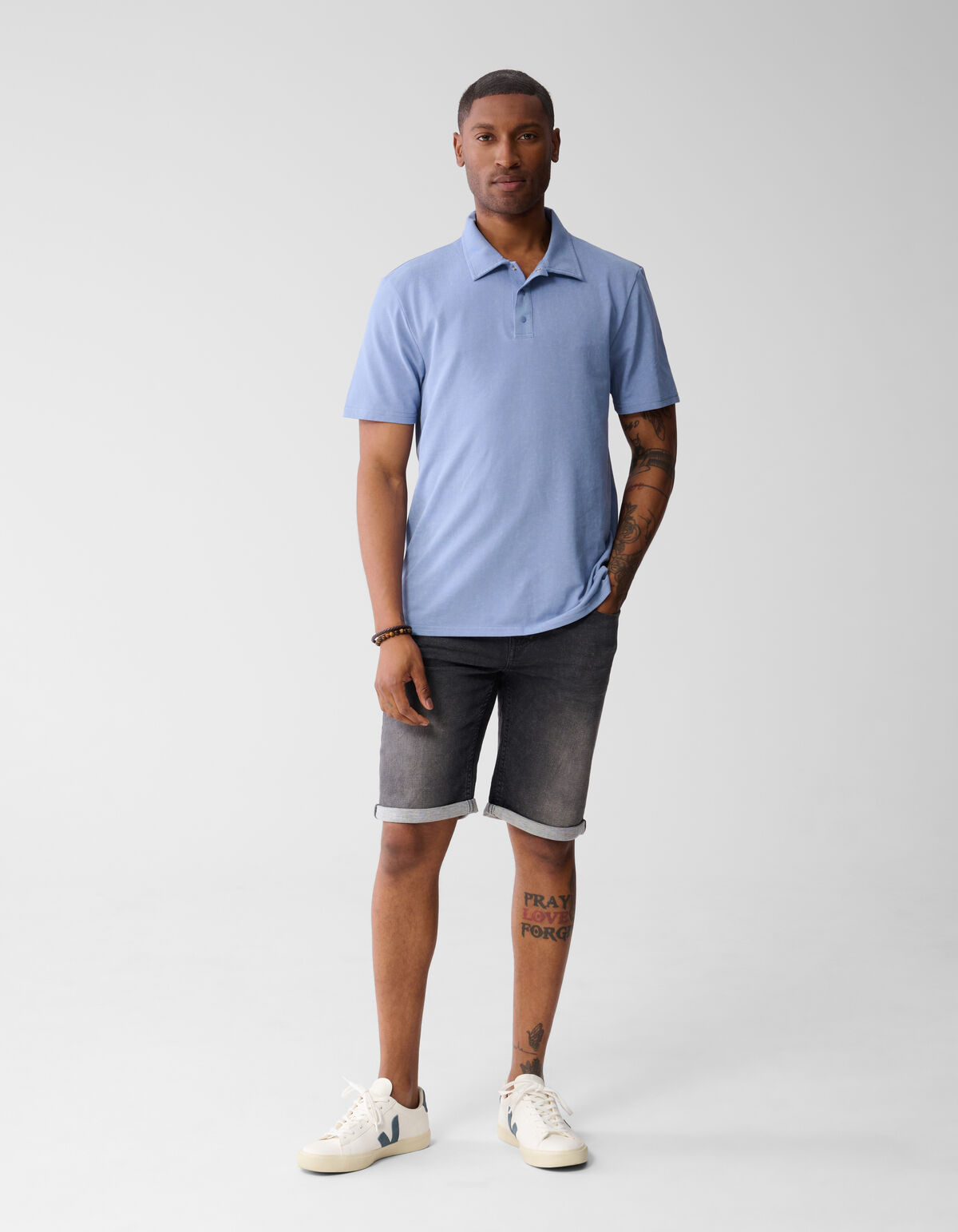 Washed Polo Lichtblauw SHOEBY MEN