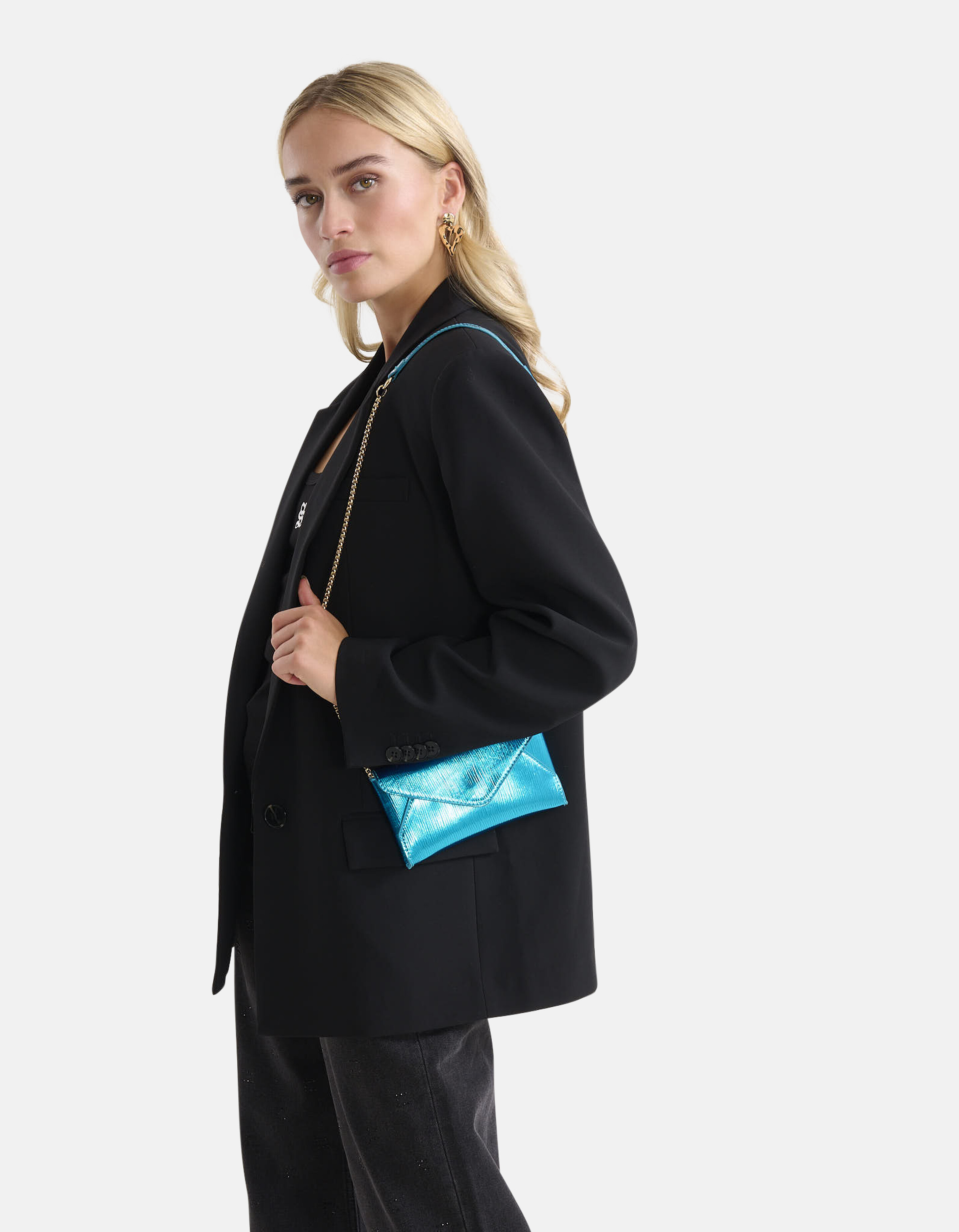 Metallic Clutch Blauw SHOEBY ACCESSOIRES