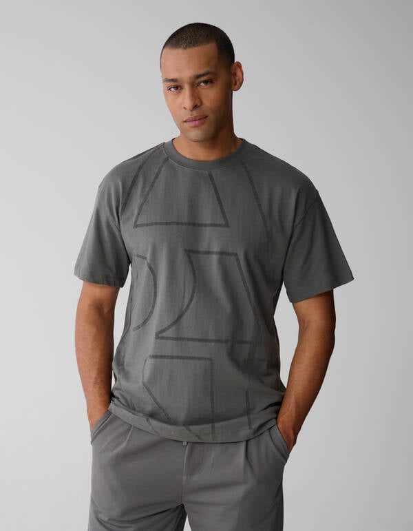 Flock Line Artwork T-shirt Donkergroen SHOEBY MEN
