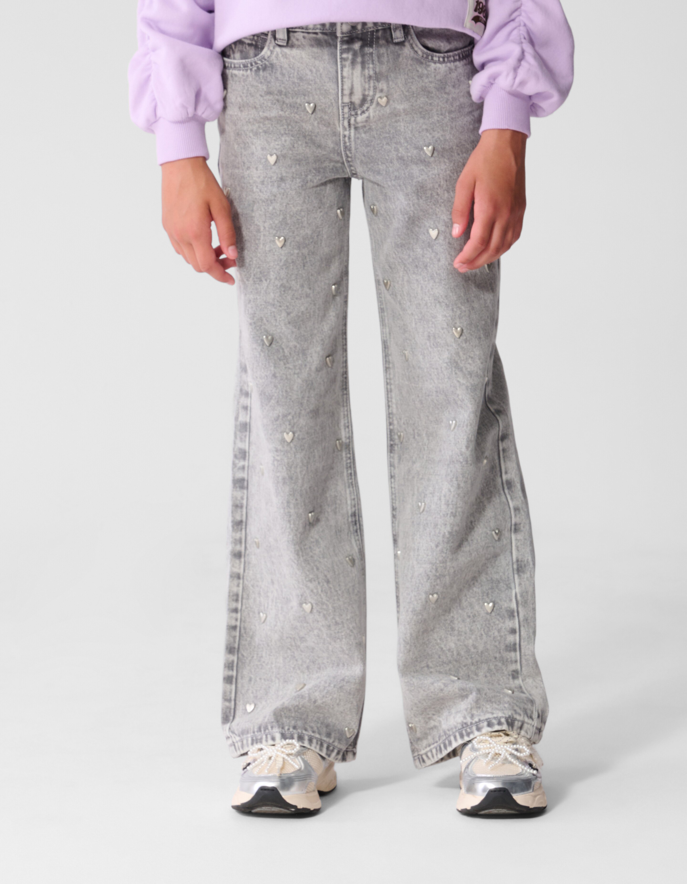 Studded Wide Leg Fit Jeans Grijs SHOEBY GIRLS