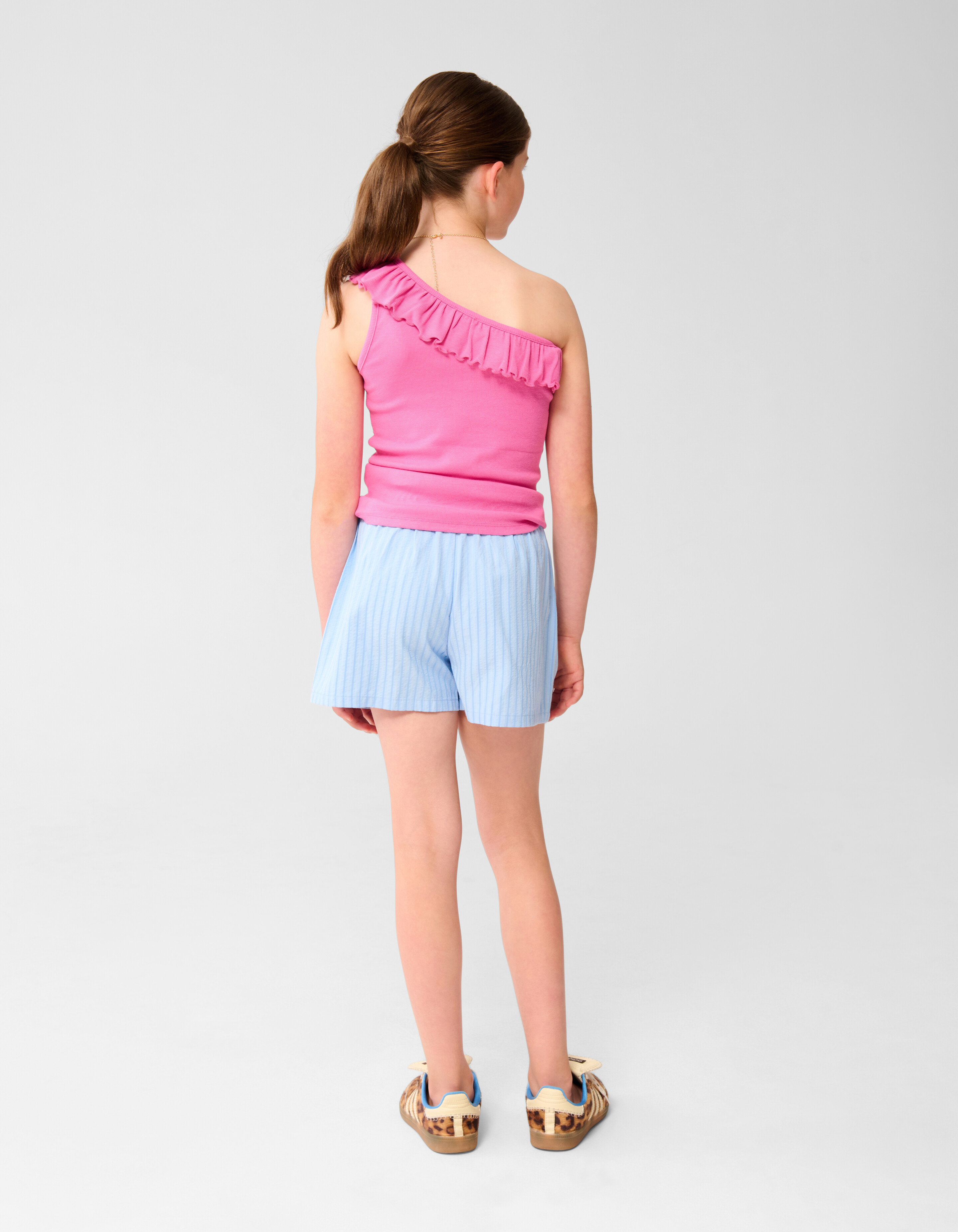 One Shoulder Rib Top Roze SHOEBY GIRLS