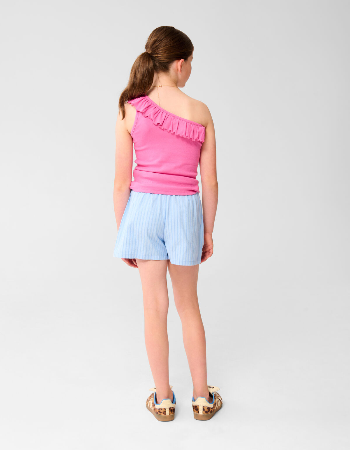 One Shoulder Rib Top Roze SHOEBY GIRLS