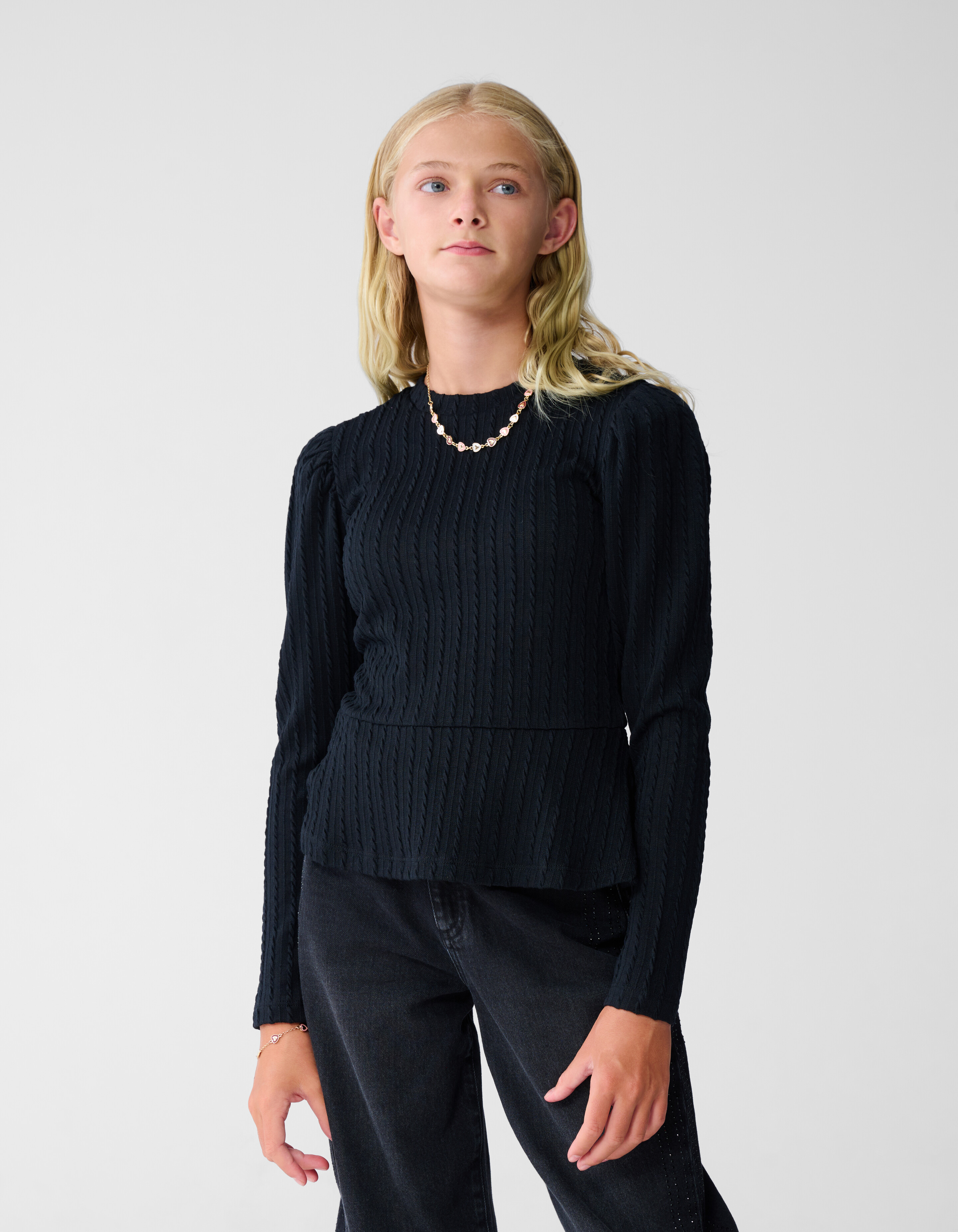 Peplum Kabel Top Zwart SHOEBY GIRLS