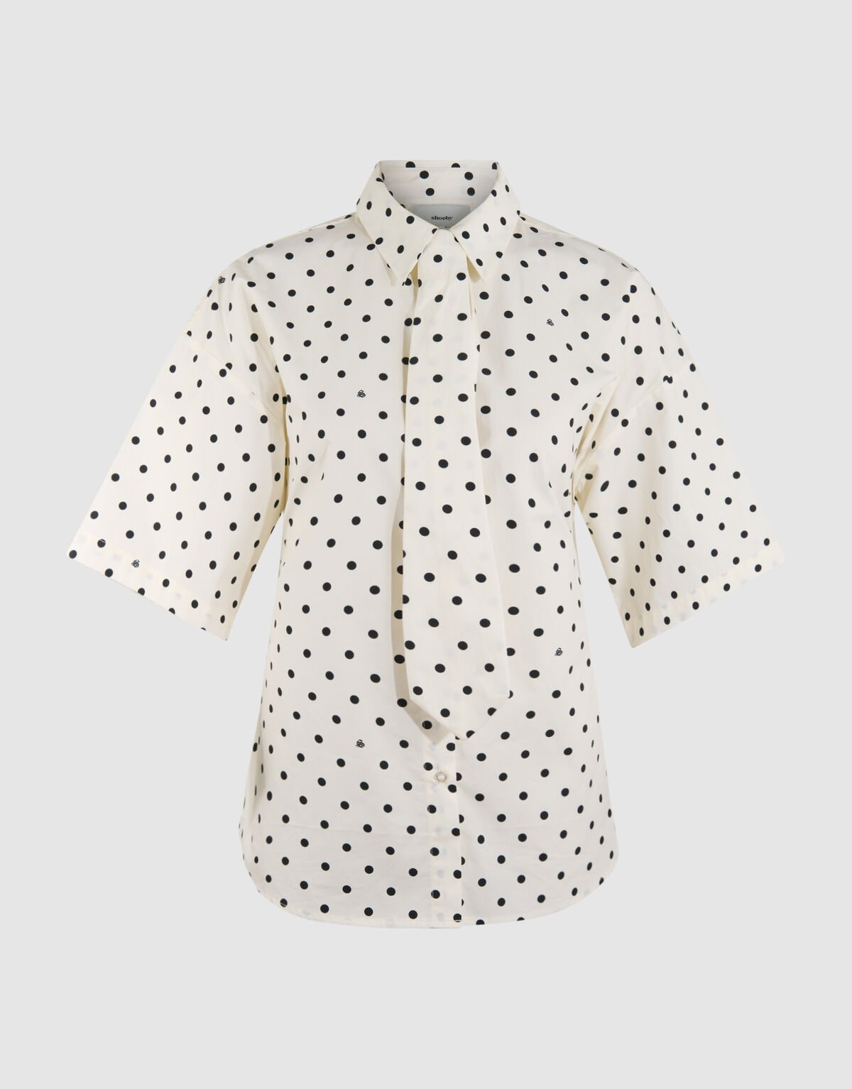 Polkadot Stropdas Blouse Zwart/Wit SHOEBY WOMEN