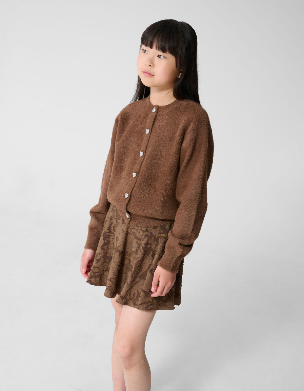Fluffy Button Vest Bruin SHOEBY GIRLS