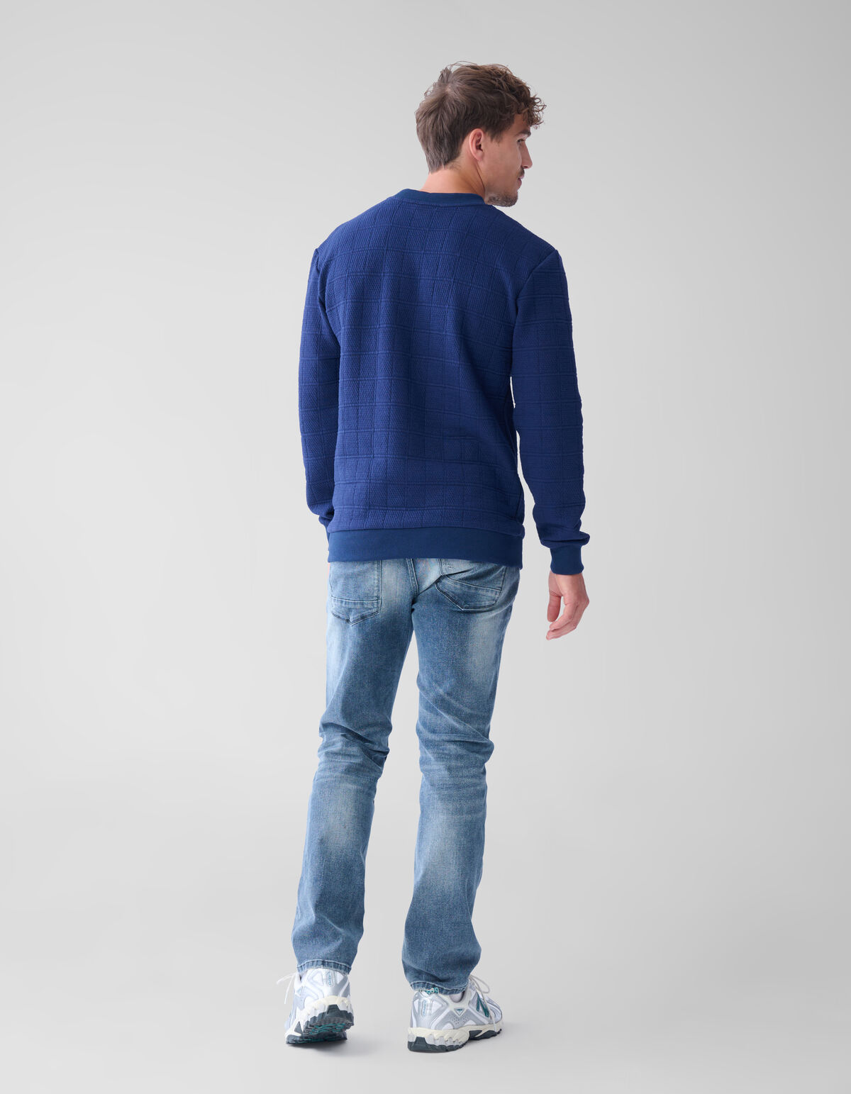 Structuur Sweater Donkerblauw SHOEBY MEN