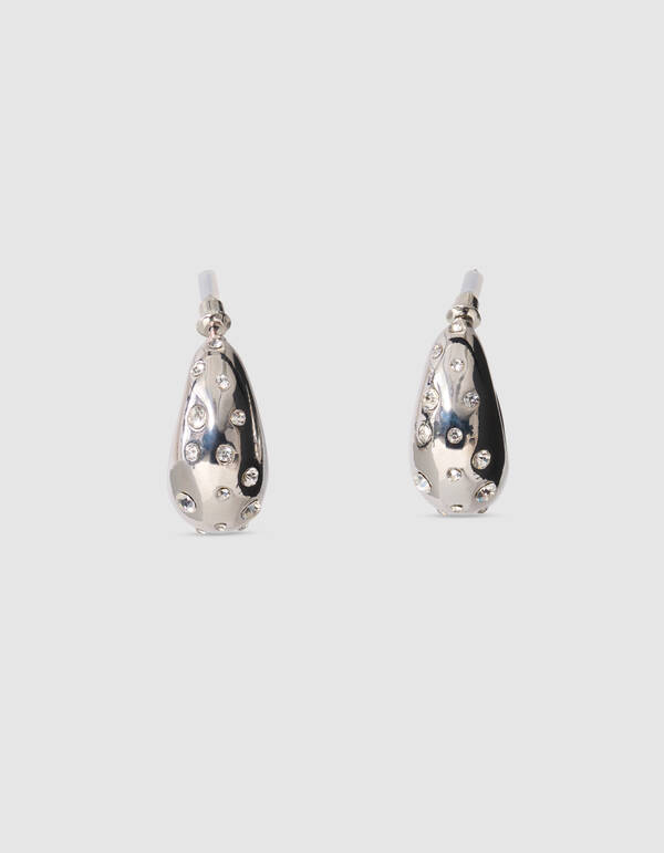 Strass Small Hoop Oorbellen Zilver SHOEBY ACCESSOIRES