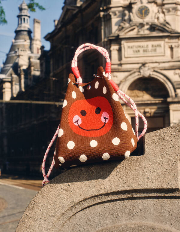 Stippen Gebreide Tas Bruin SHOEBY ACCESSOIRES