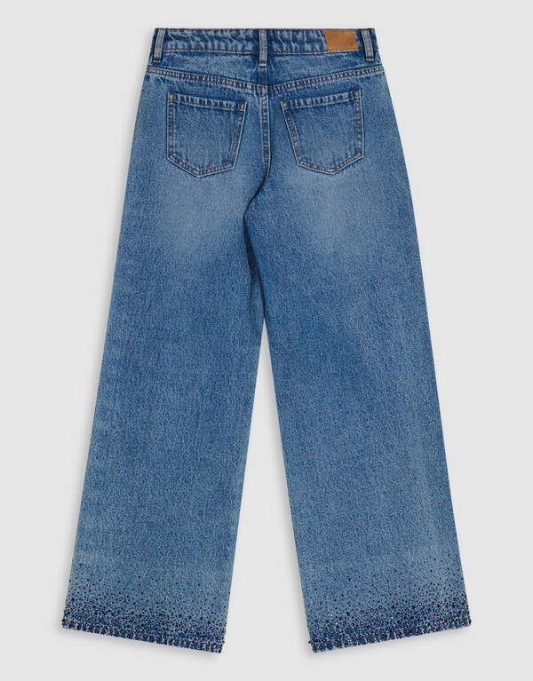 Blue Strass Ultra Wide Leg Fit Jeans Lichtblauw SHOEBY GIRLS
