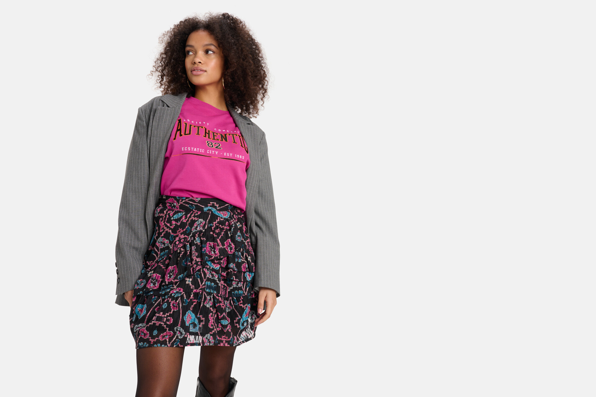 Grafische Print Rok Zwart SHOEBY WOMEN