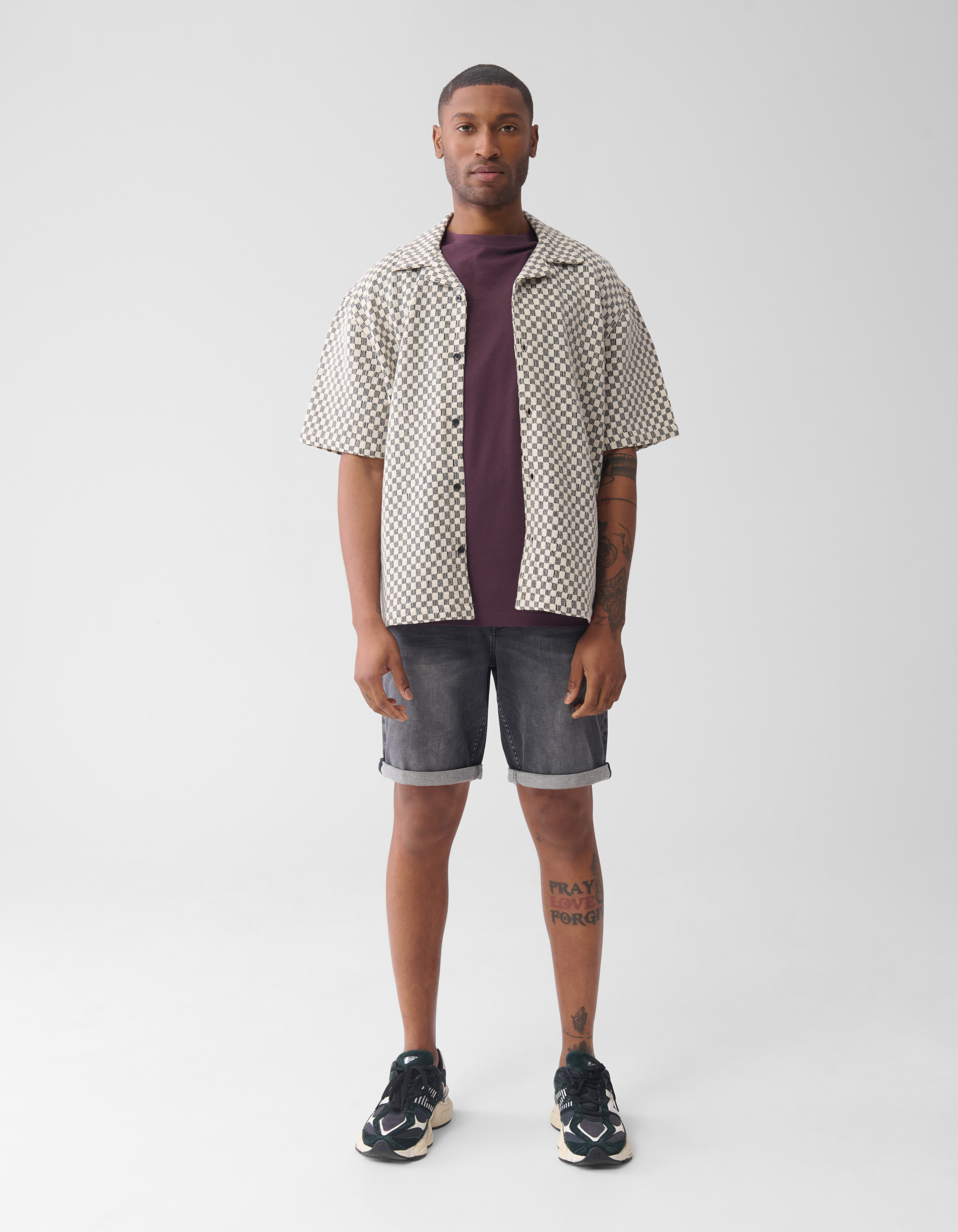 Jacquard Blok Overshirt Zwart SHOEBY MEN