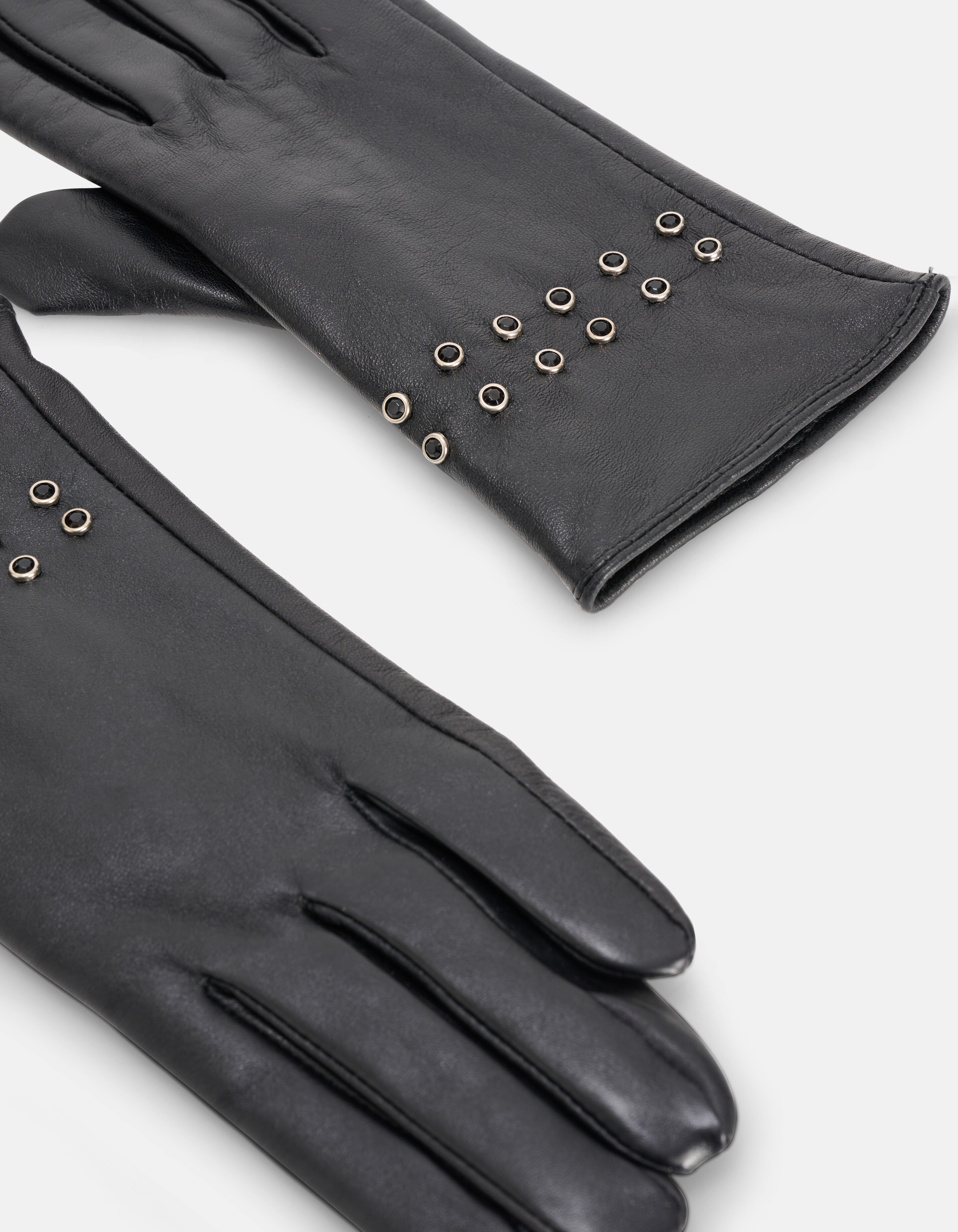 Leren Strass Handschoenen Zwart SHOEBY ACCESSOIRES