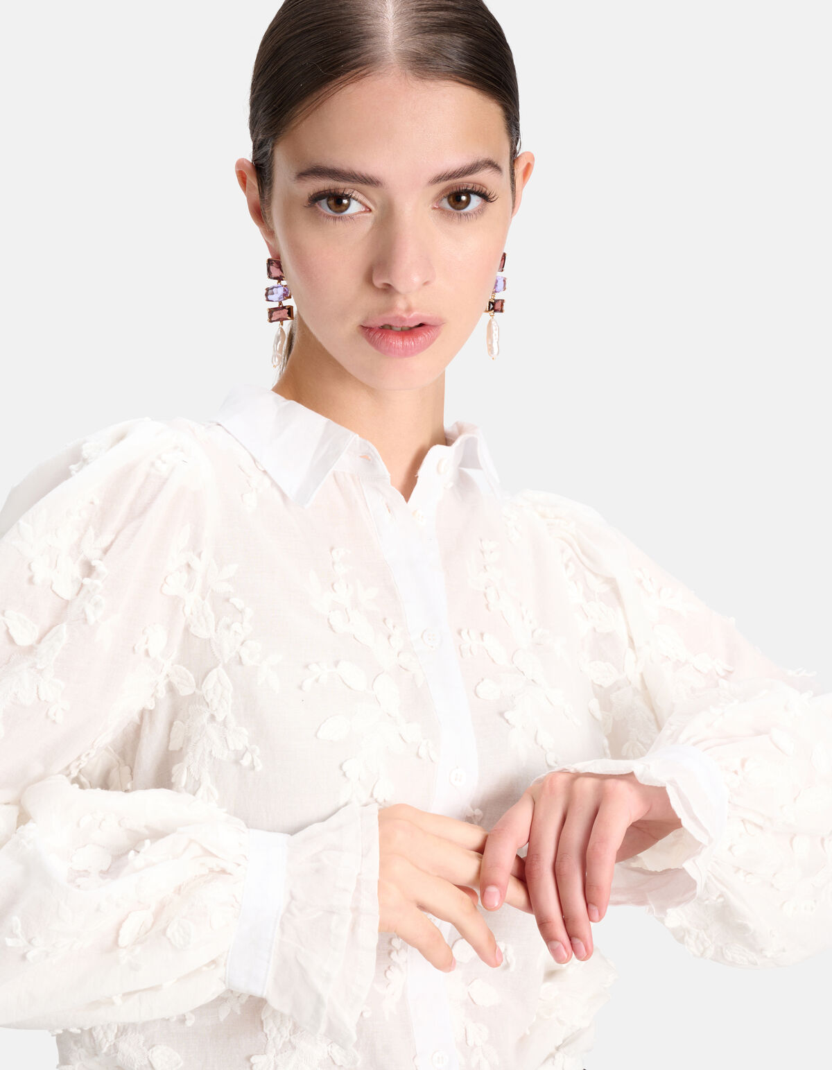 Embroidery Blouse Wit SHOEBY WOMEN