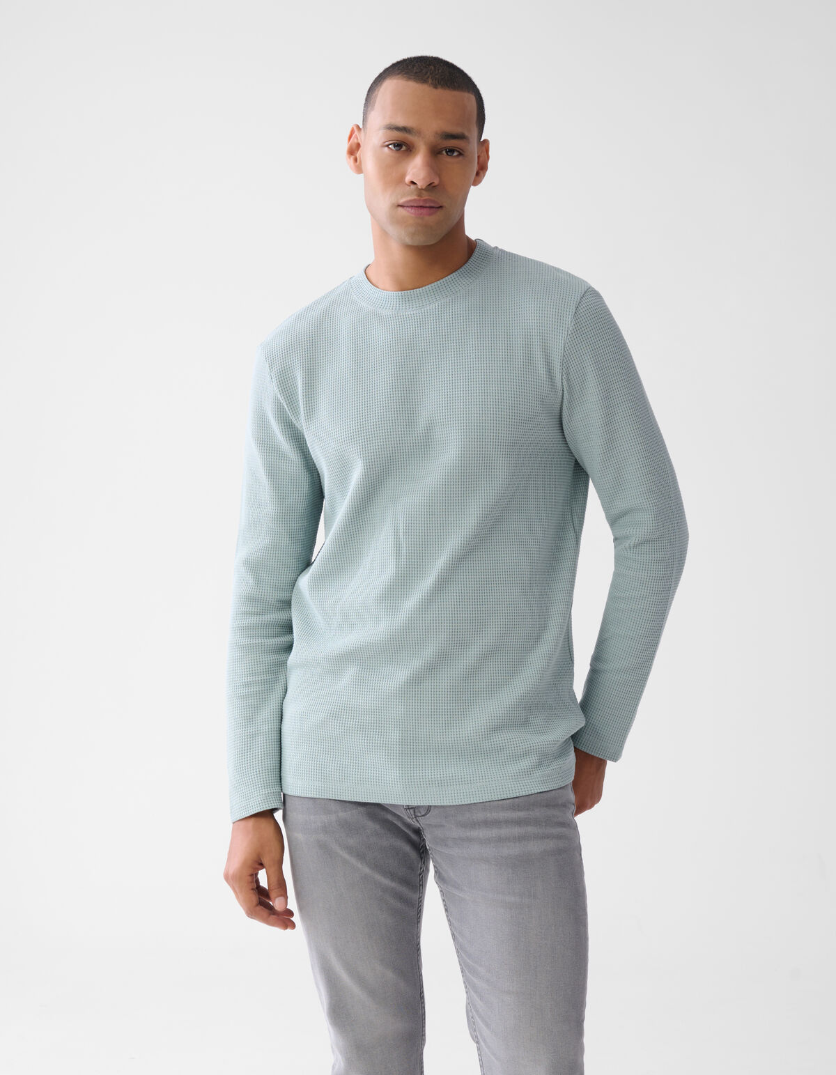 Structuur Longsleeve Lichtgroen SHOEBY MEN