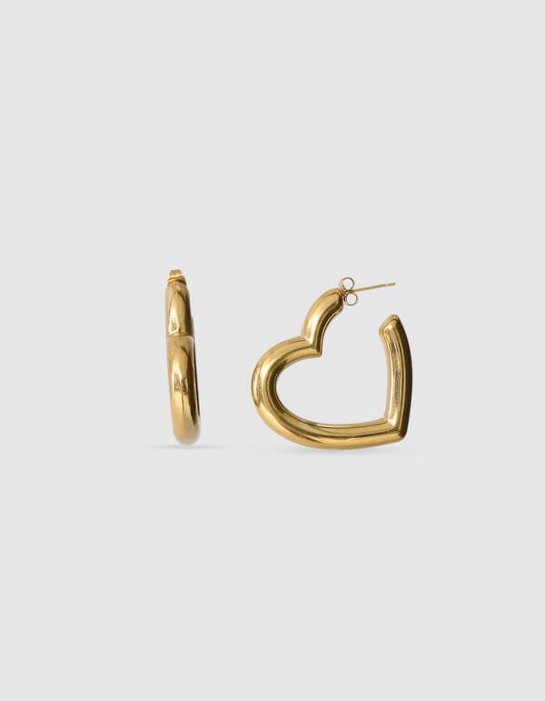 Bulky Heart Hoop Oorbellen Goud SHOEBY ACCESSOIRES
