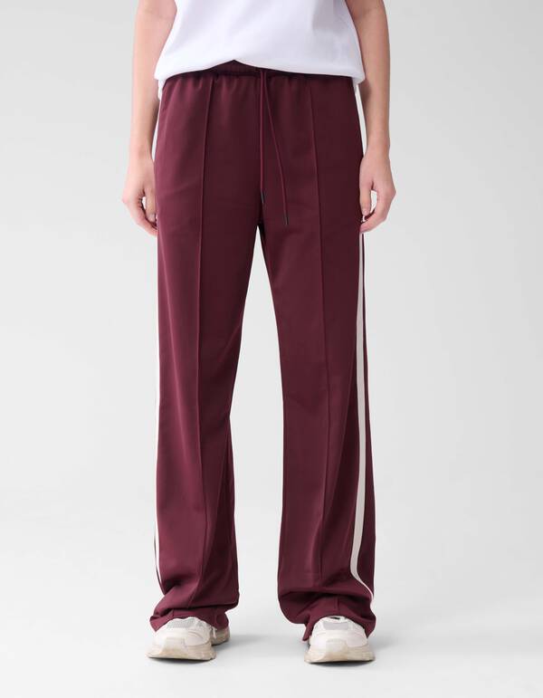 Sporty Wide Leg Broek Bordeaux SHOEBY WOMEN