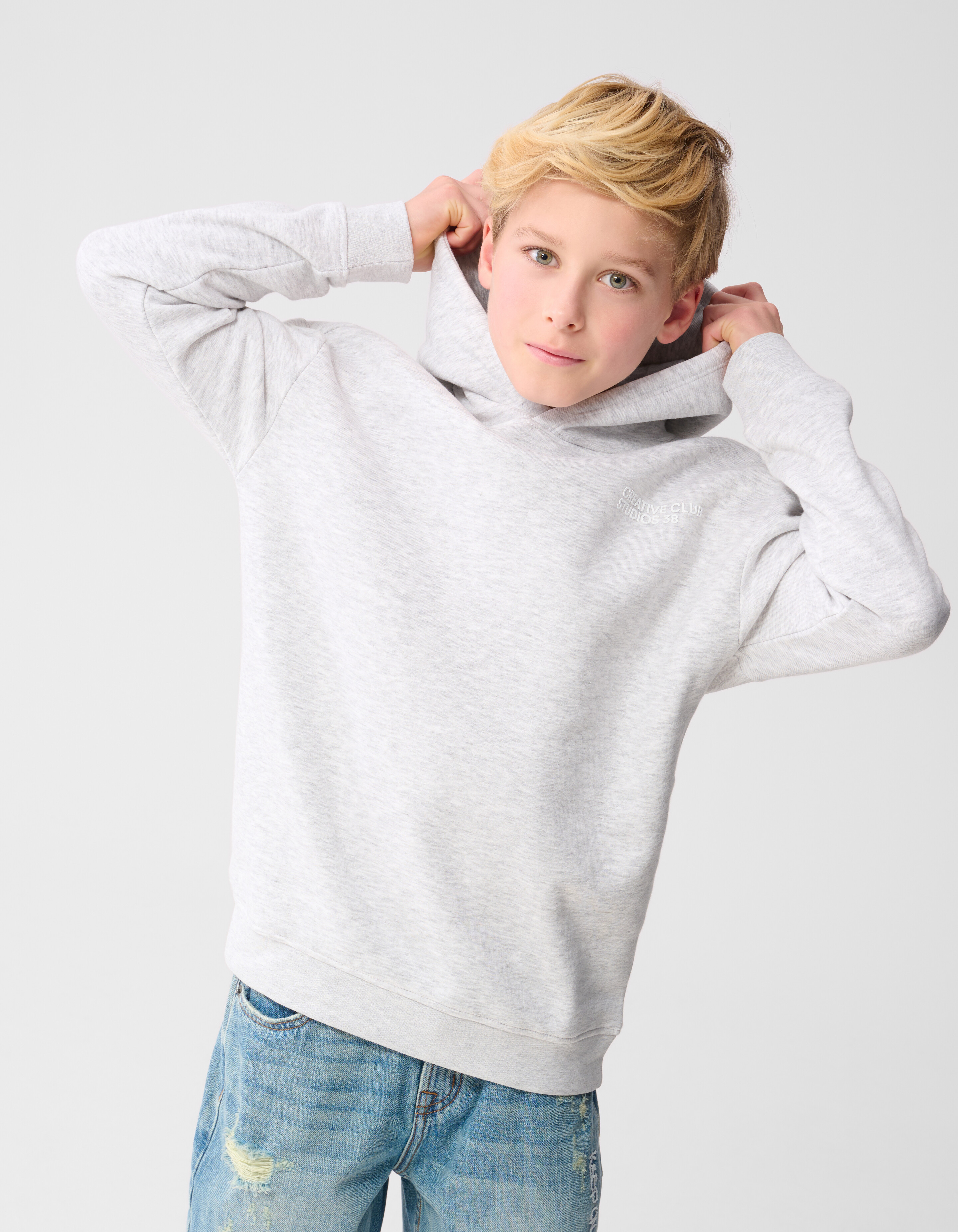 Minimal Hoodie Lichtgrijs SHOEBY BOYS