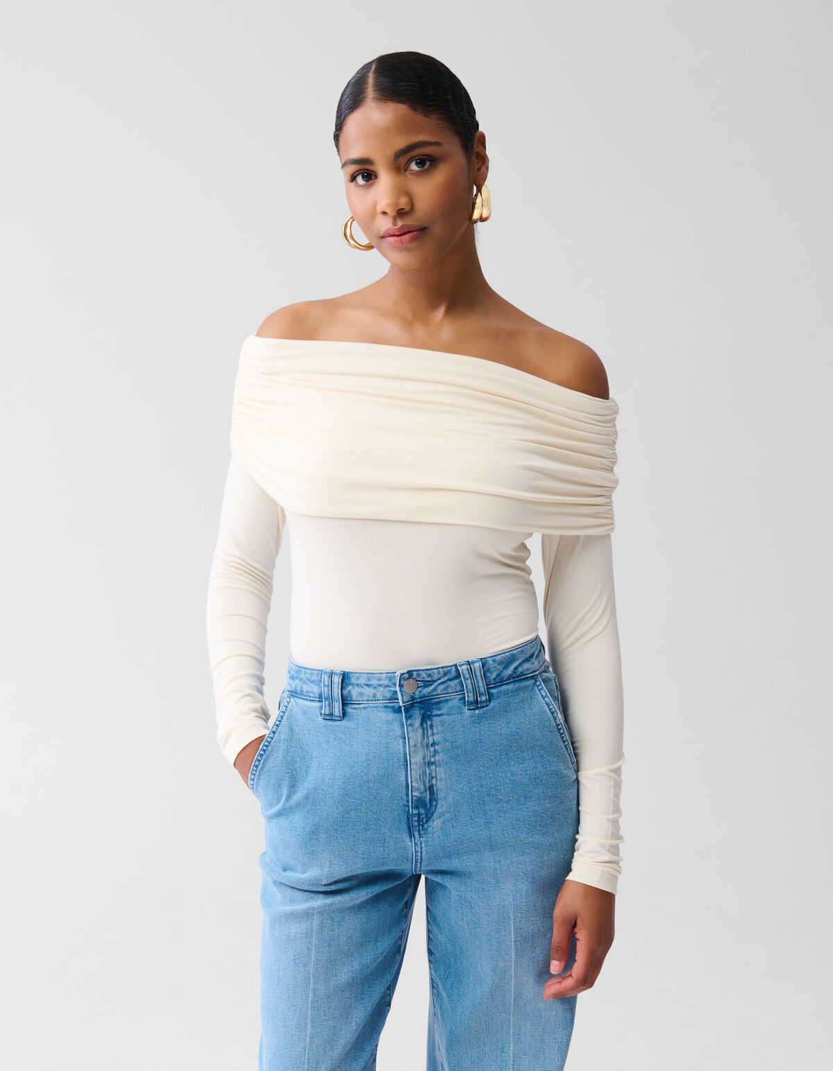 Off-shoulder Top Gebroken Wit SHOEBY WOMEN