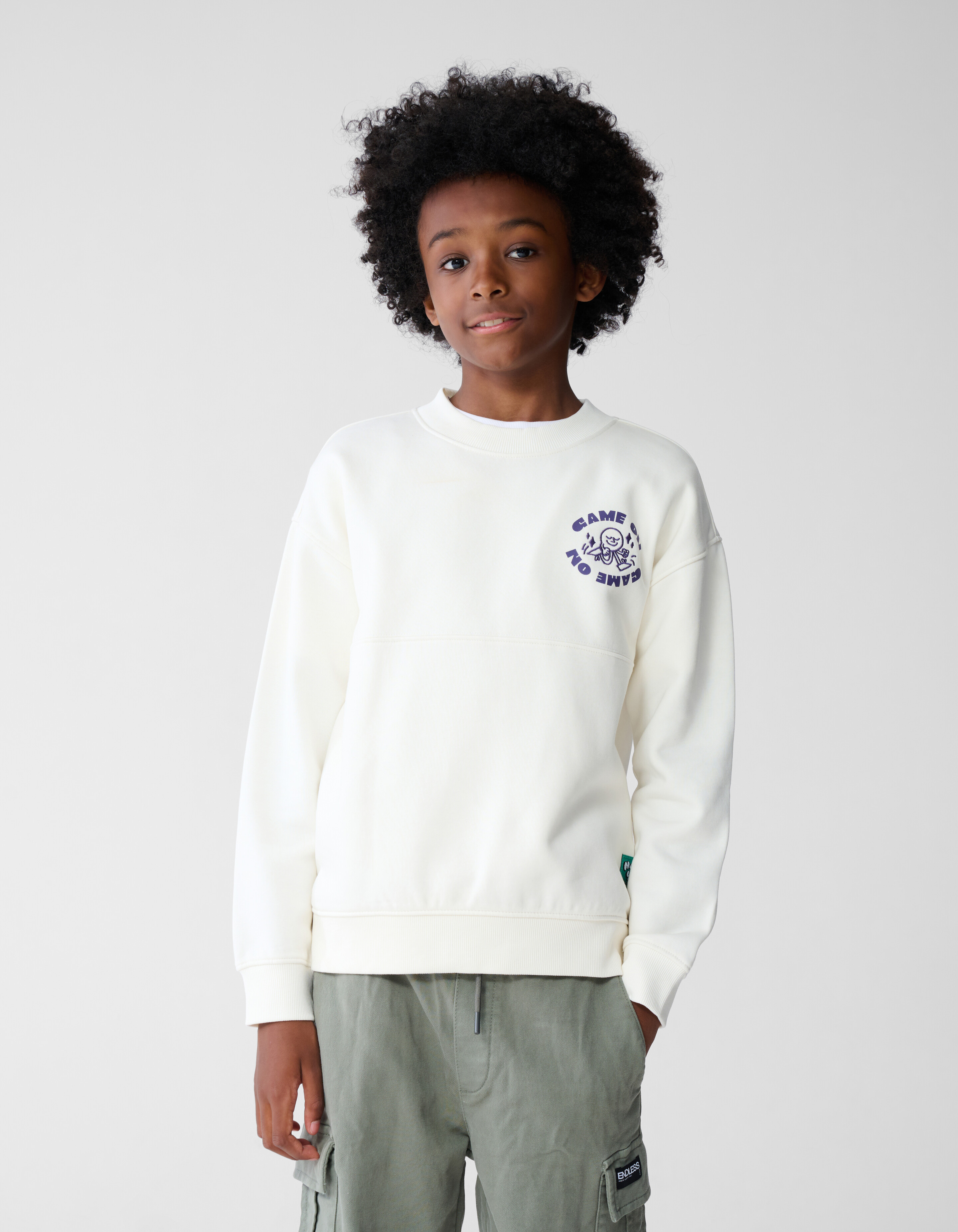 Game On Artwork Sweater Gebroken Wit SHOEBY BOYS