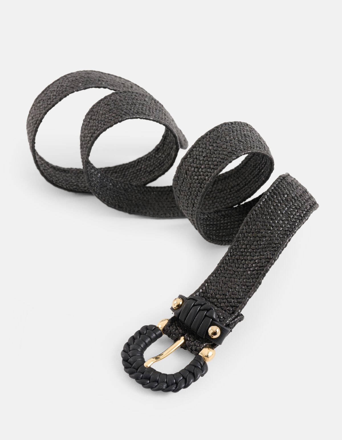 Smalle Raffia Riem Zwart SHOEBY ACCESSOIRES