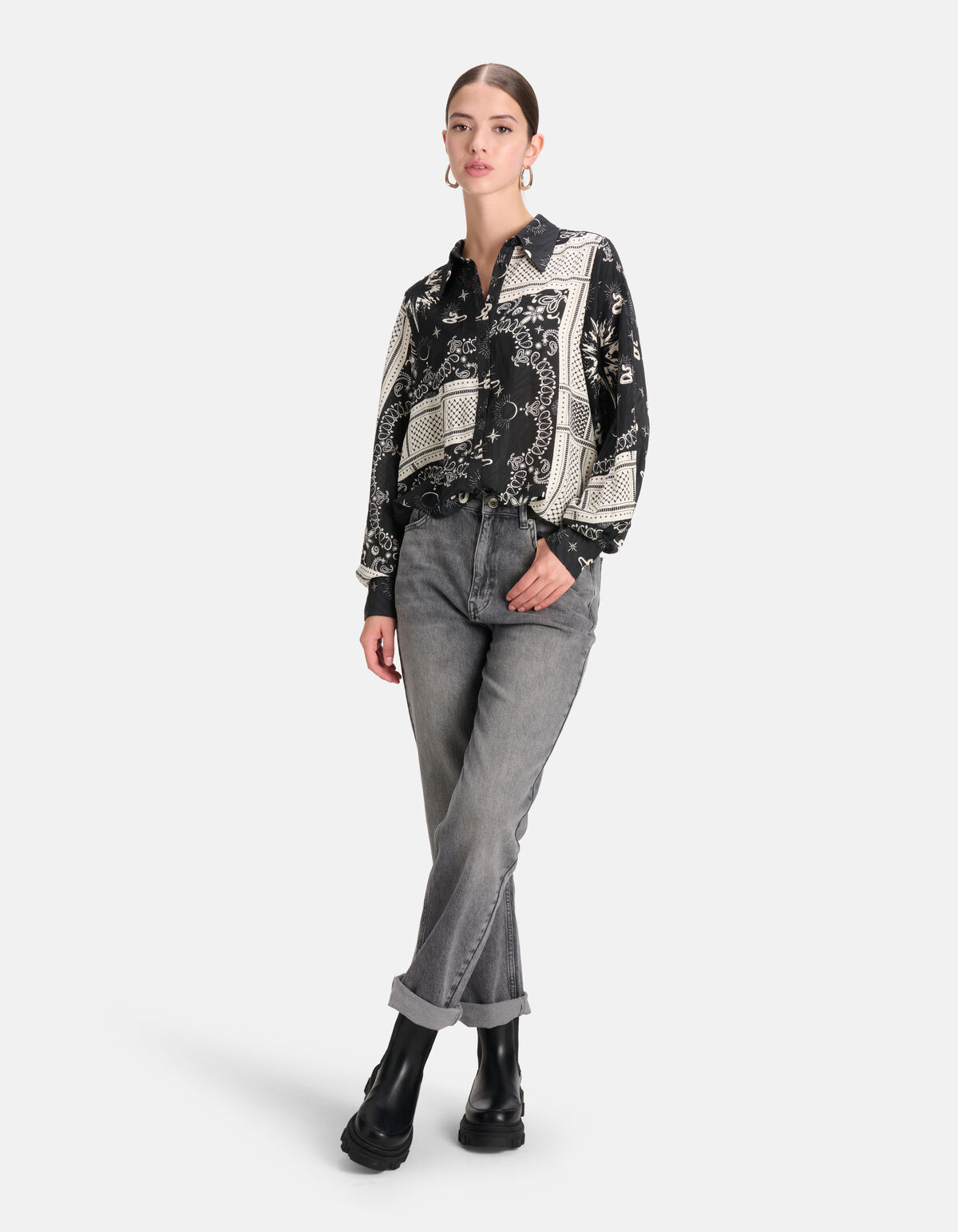 Grafische Print Blouse Zwart SHOEBY WOMEN
