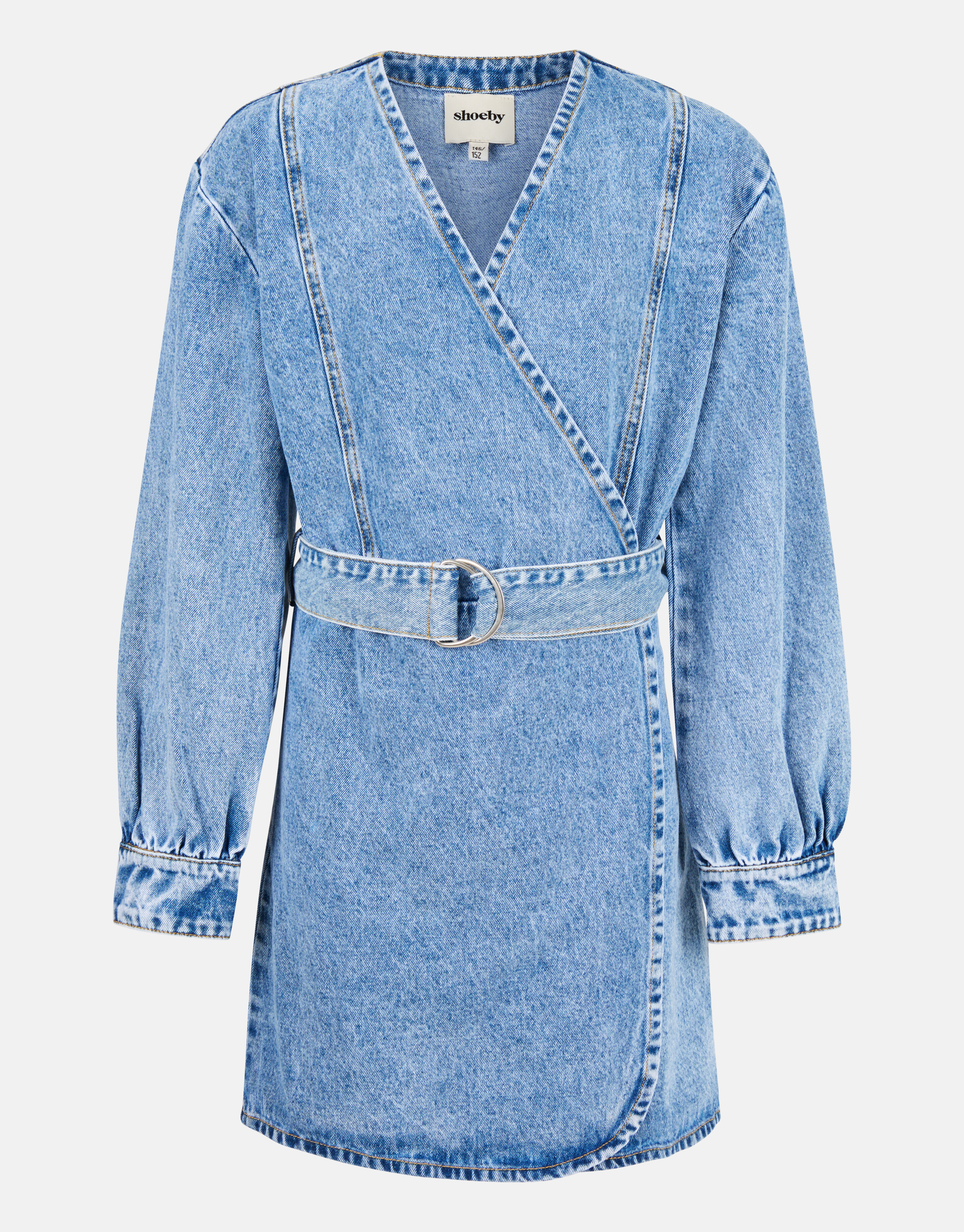 Denim Wrap Jurk Bleached SHOEBY GIRLS